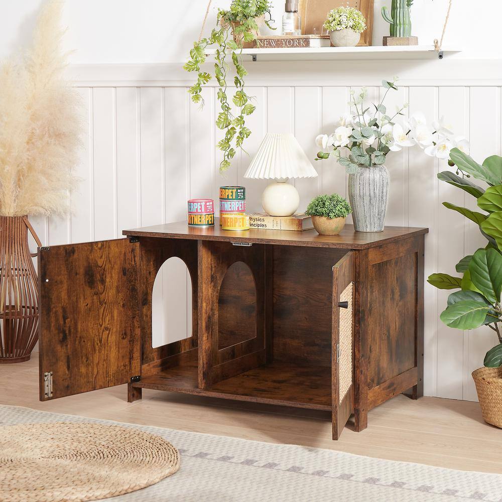 None 31.5 in. W x 20.3 in. D x 21.3 in. H Cat Litter Box Enclosure Cat House Scratching Post Litter Box Furniture Hidden