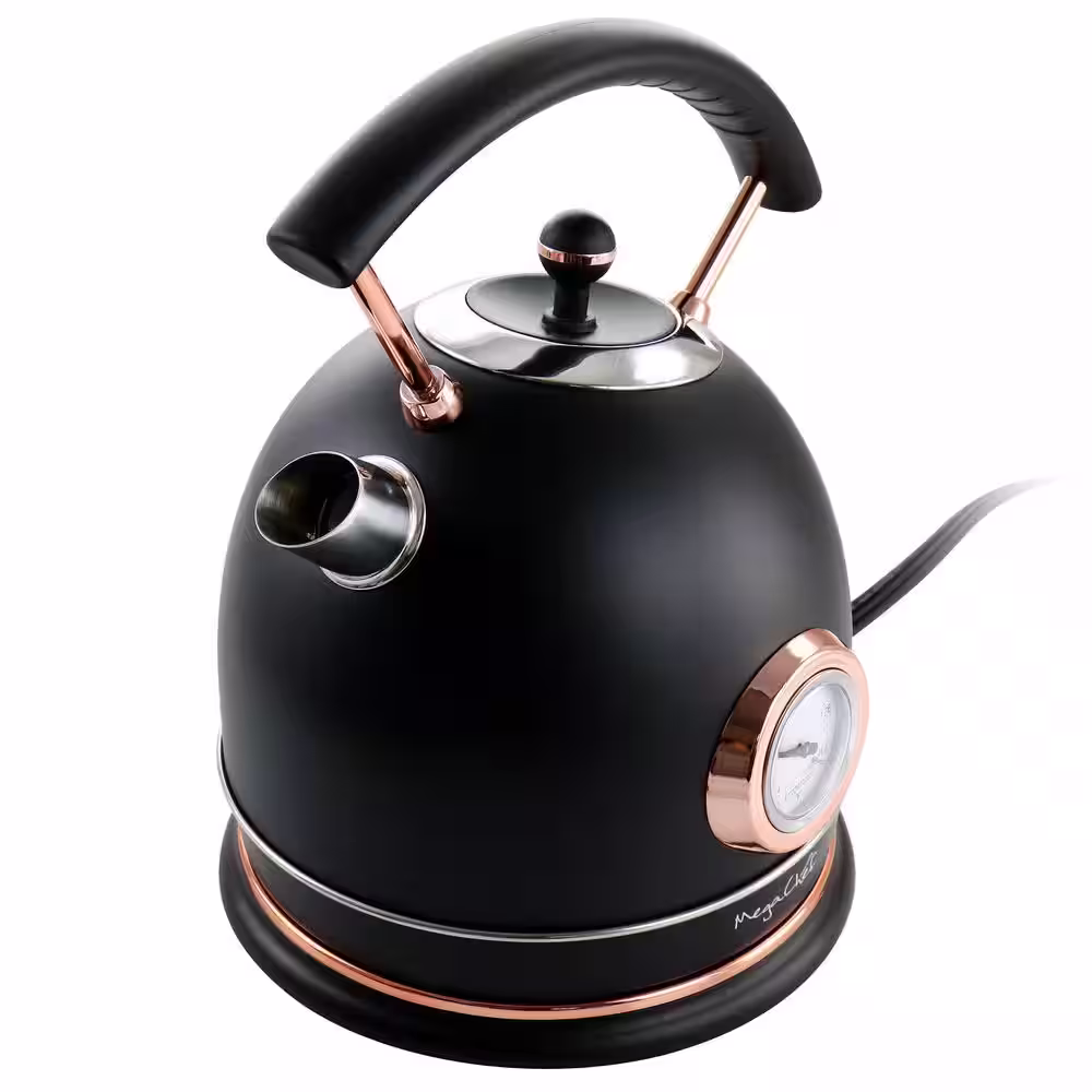 MegaChef 1.8 l 7.6 -Cups in Matte Black Half Circle Electric Tea Kettle With Thermostat