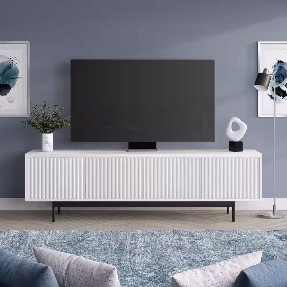 None Whitman 70 in. White Rectangular TV Stand fits TV's Up to 75 in.