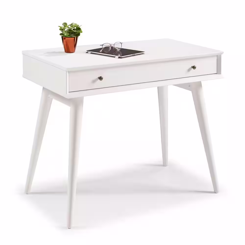 Camaflexi Mid-Century 1-Drawer White Desk