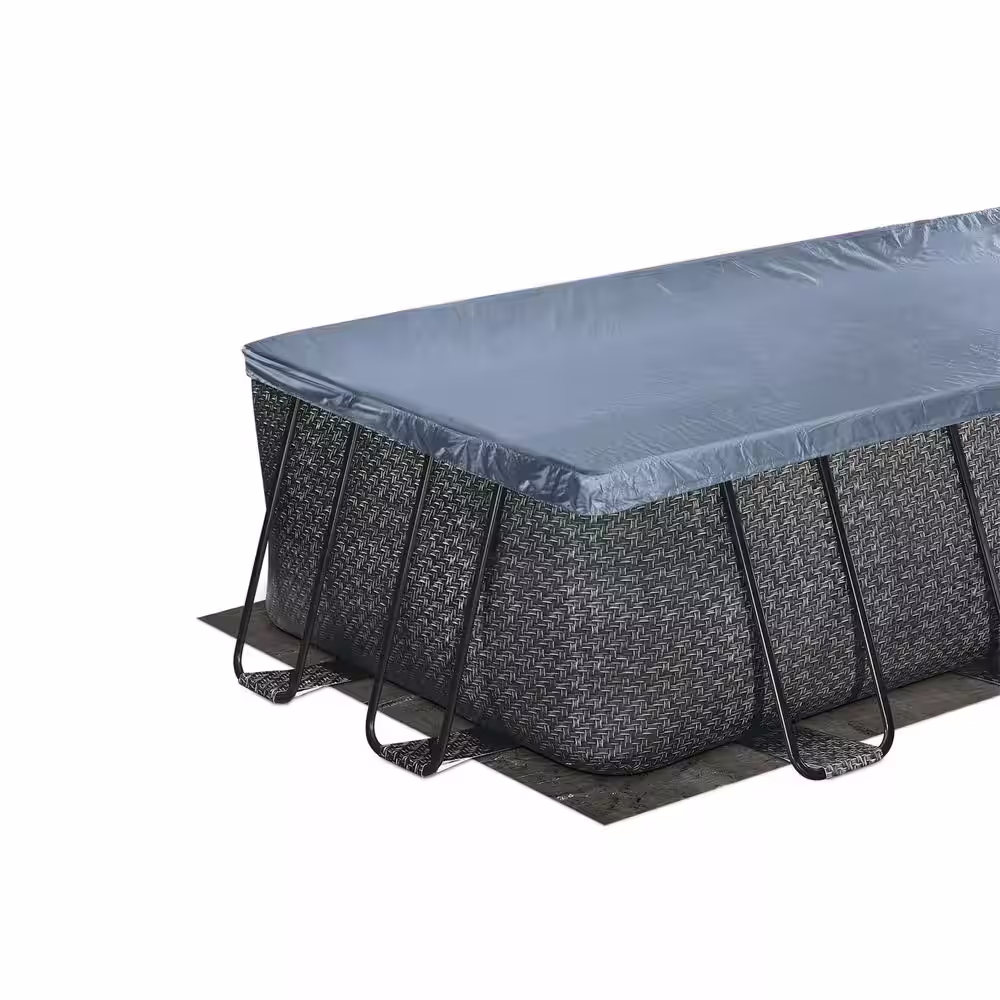Summer Waves 16 ft. Long Dark Herringbone Print Elite Frame Rectangular Pool