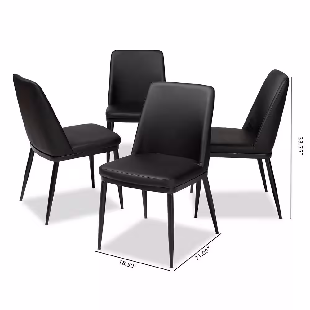 Baxton Studio Darcell Black Faux Leather Upholstered Dining Chair (Set of 4)