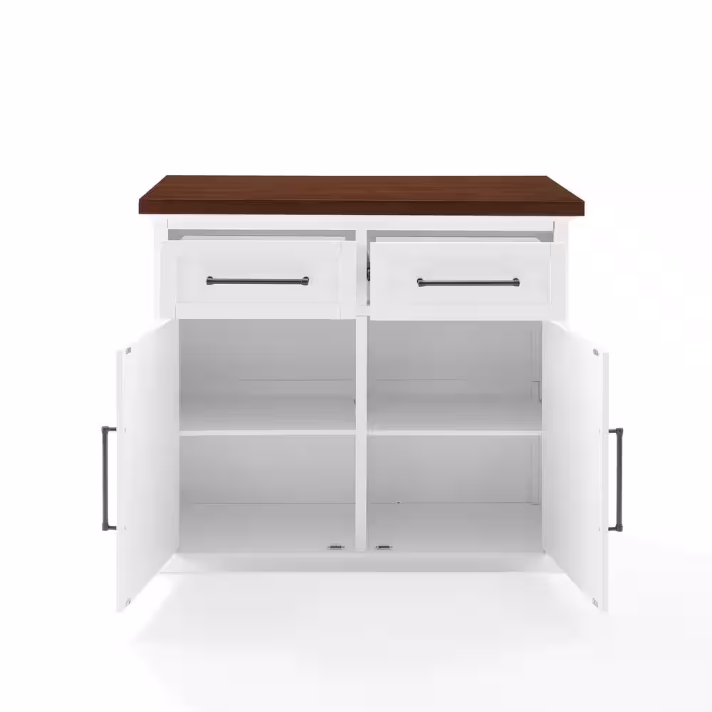 CROSLEY FURNITURE Bartlett White Wood Top 42 in. Kitchen Island with Drawers