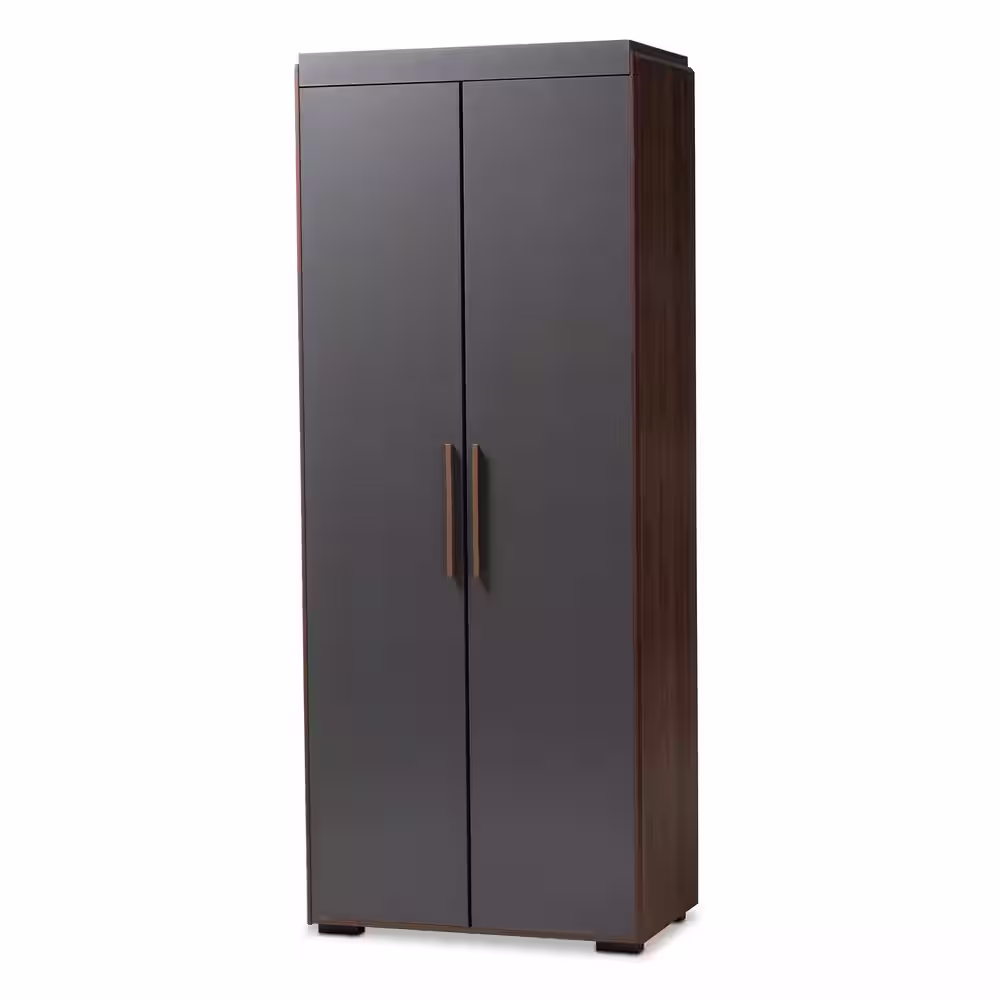 Baxton Studio Rikke 20 in. D x 32 in. W x 81 in. H Gray Wooden Freestanding Particle Board 7-Shelves Closet System