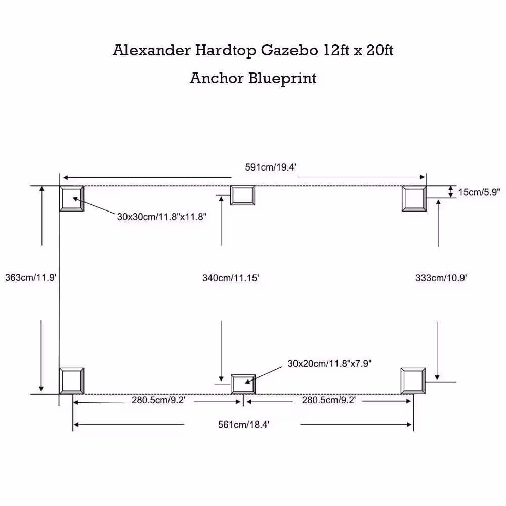 KOZYARD Alexander 12 ft. D x 10 ft. H x 20 ft. W Hardtop Double-Roof Aluminum Gazebo with Privacy Curtain and Mosquito Net
