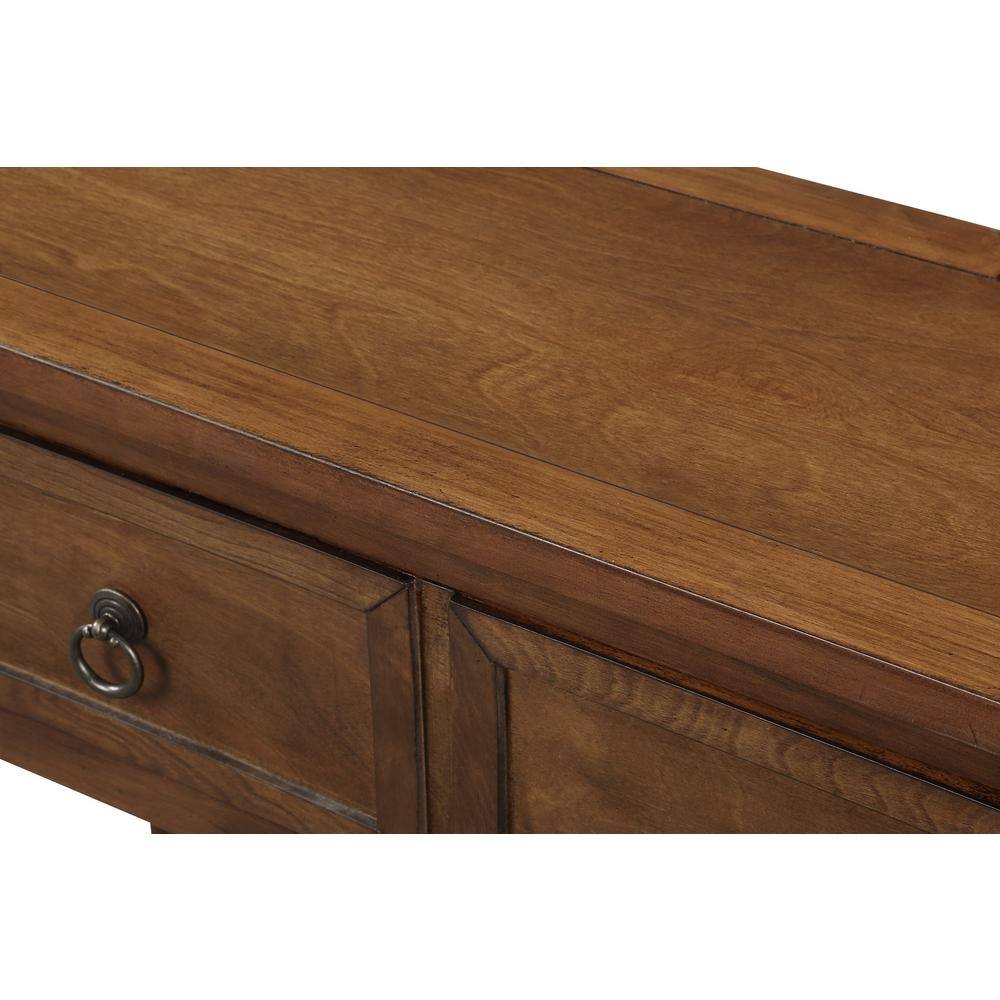 Harper & Bright Designs 58 in. Brown Standard Rectangle Wood Console Table with Drawers