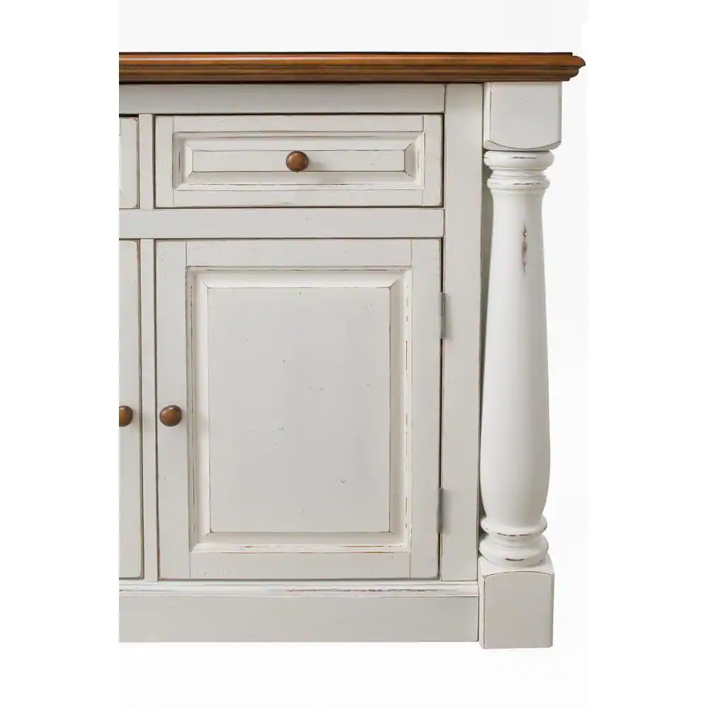 HOMESTYLES Monarch White Kitchen Island With Seating