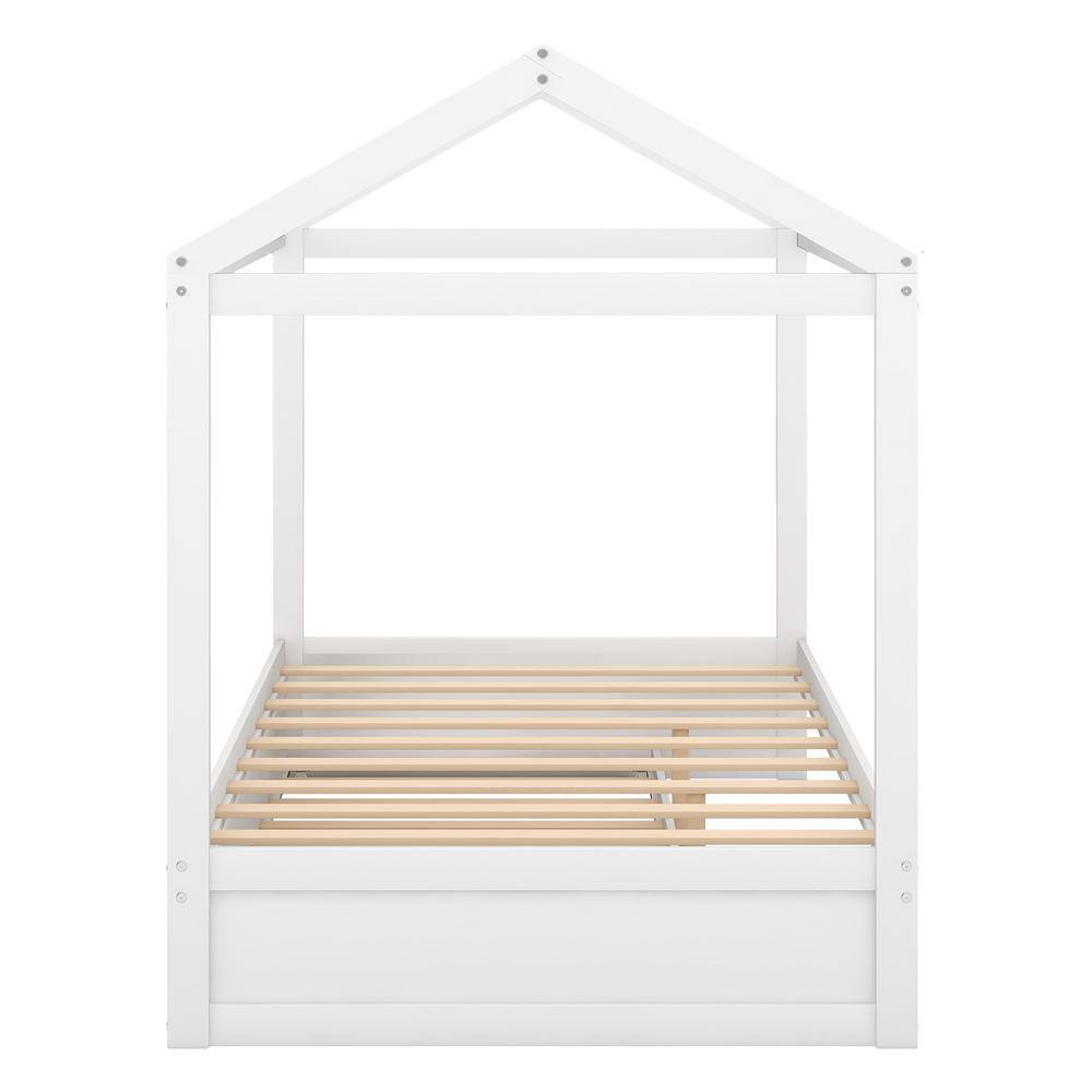 Harper & Bright Designs White Full House Bed with Trundle