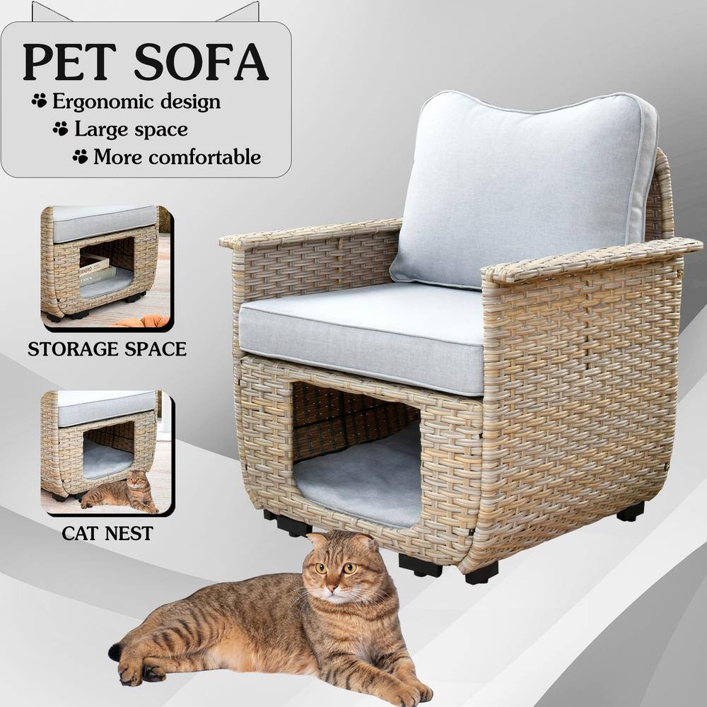 XIZZI Aphrodite 6-Piece Wicker Patio Conversation Seating Sofa Set with Cushions and Swivel Rocking Chairs