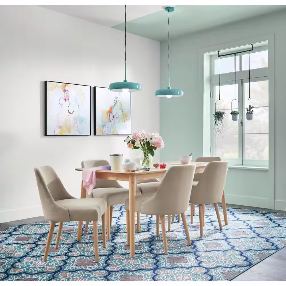 StyleWell Benfield Biscuit Beige Upholstered Dining Chair with Natural Wood Legs (Set of 2)