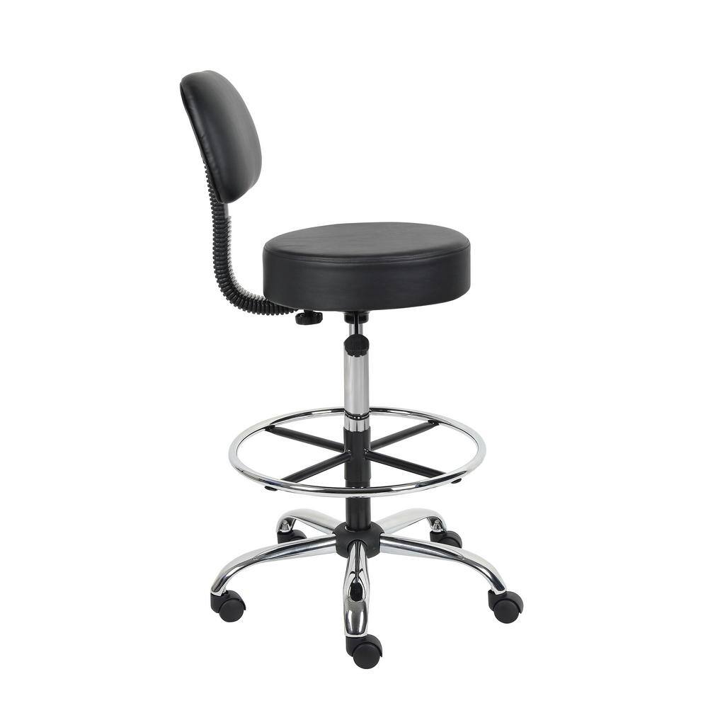 BOSS Office Products Black Vinyl Task Counter Stool with Back Rest and Seat Height Adjustment