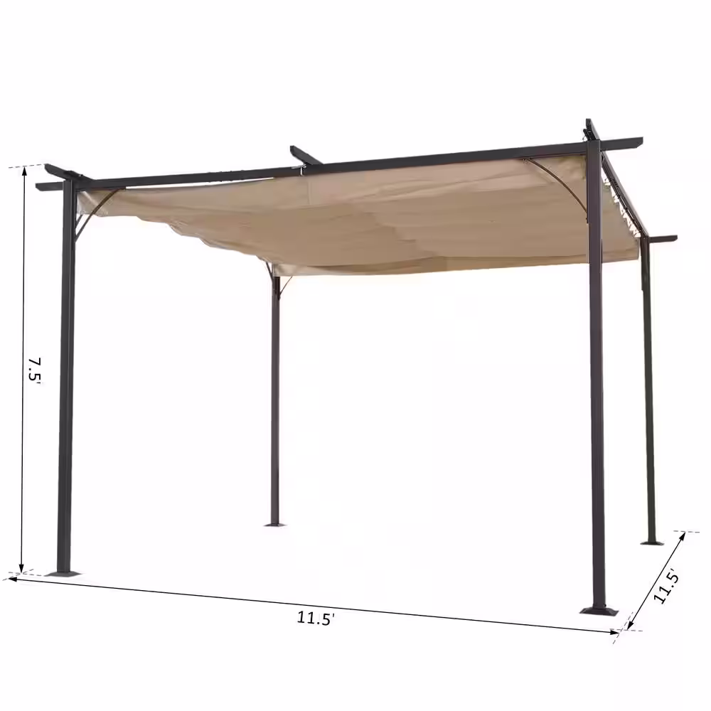 Outsunny 7.5 ft. H Retractable Canopy Cover Steel Frame Classic Pergola Gazebo
