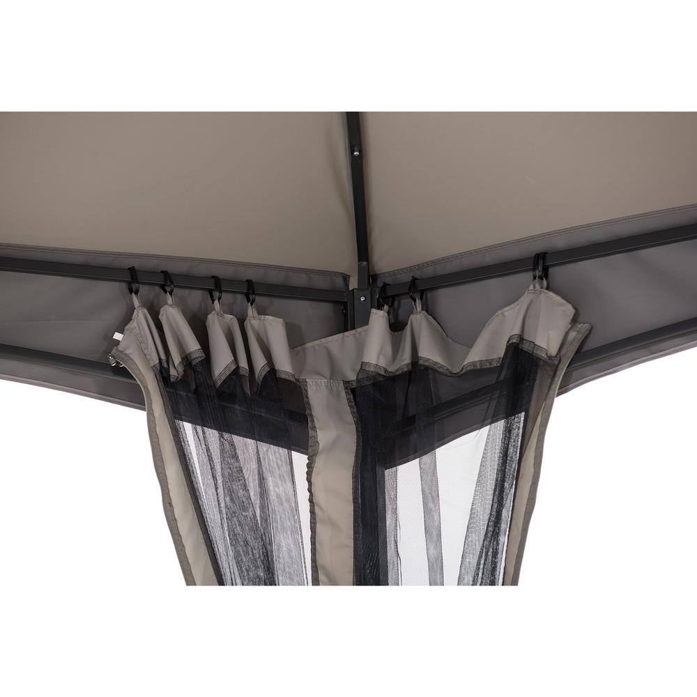 Sunjoy Alyssa 14.7 ft. x 14.7 ft. 2-Tone Gray Hexagon Steel Gazebo with 2-Tier Dome Roof