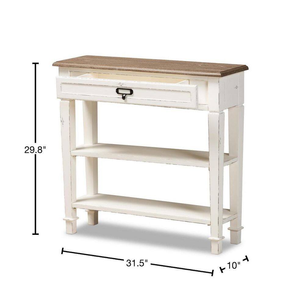 Baxton Studio Dauphine 32 in. White Rectangle Wood Console Table with Drawers