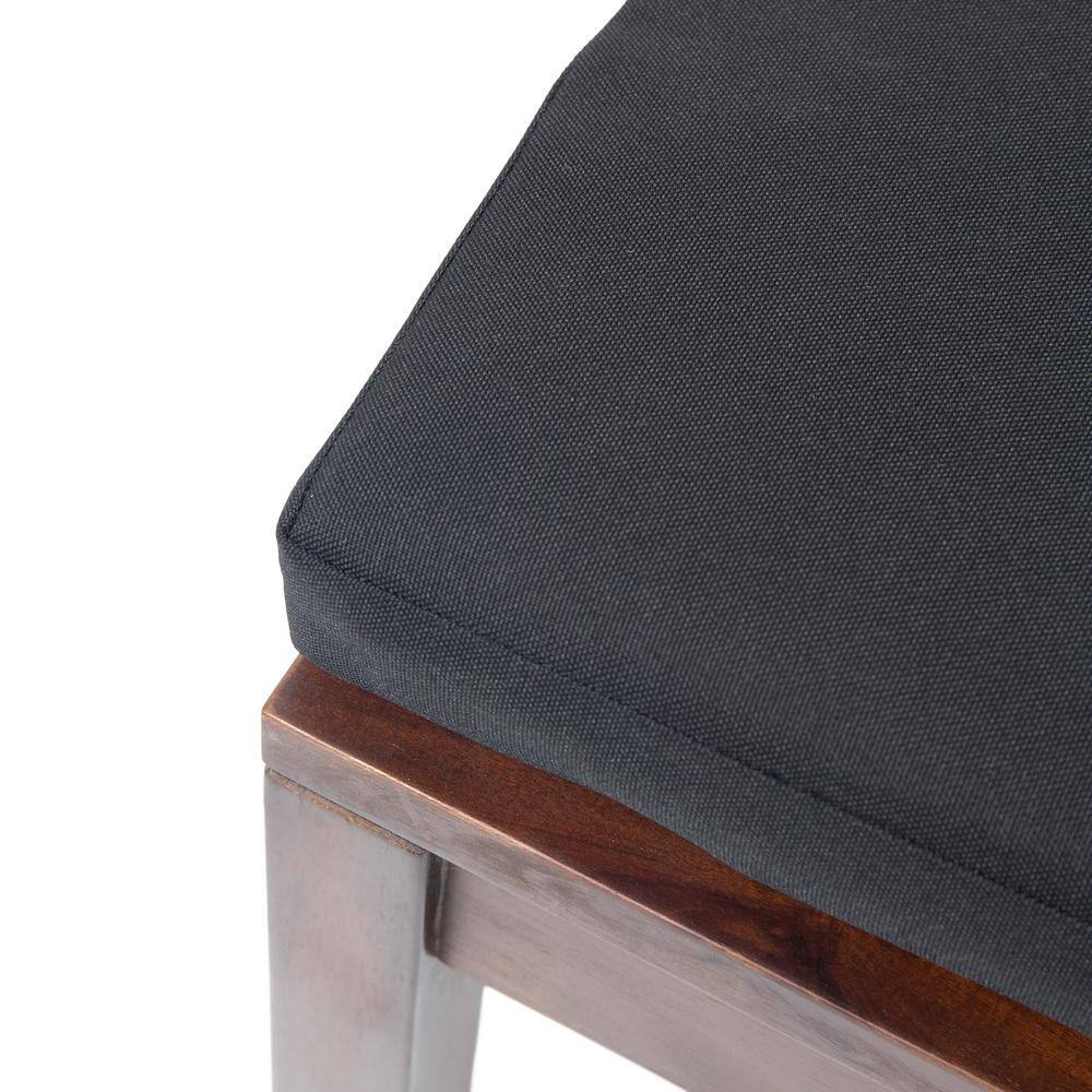 Noble House Caswell Dark Brown 4-Piece Wood Patio Conversation Seating Set with Black Cushions