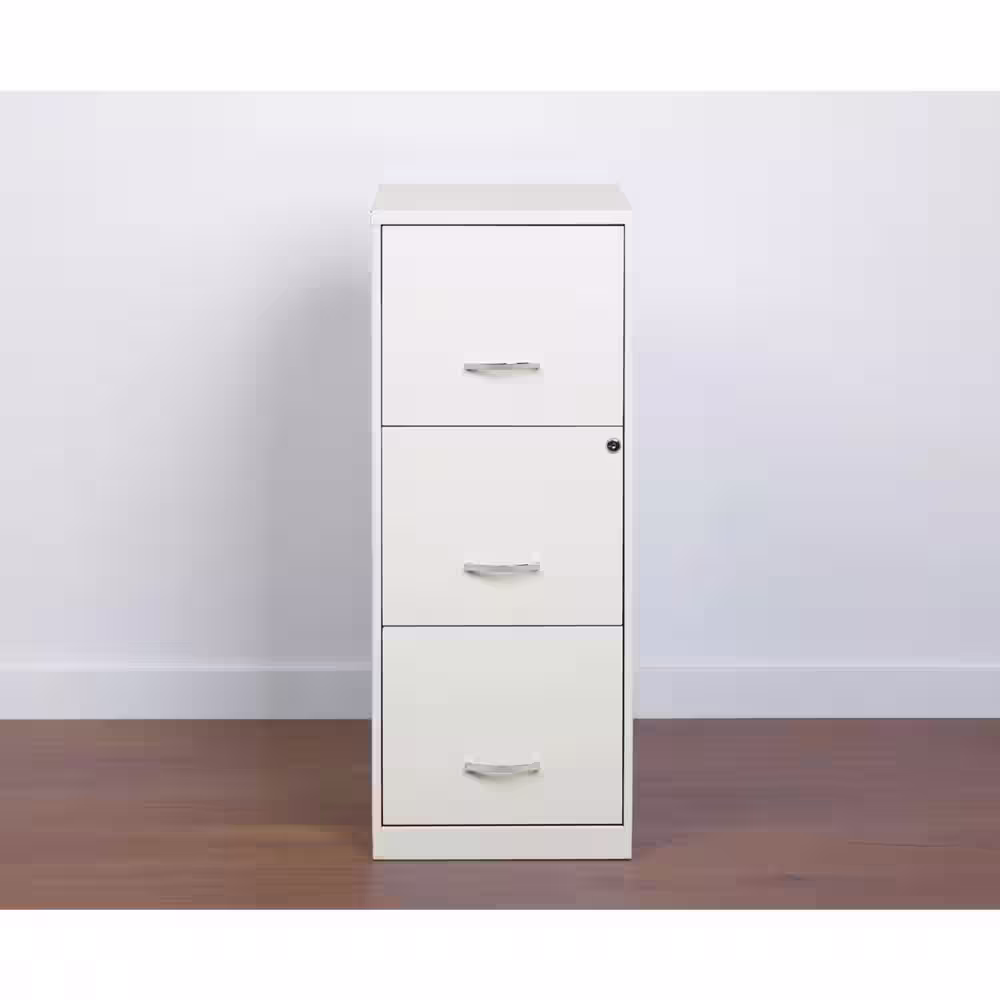 Space Solutions 18 Inch 3-Drawer Vertical Organizer Cabinet for Office, White