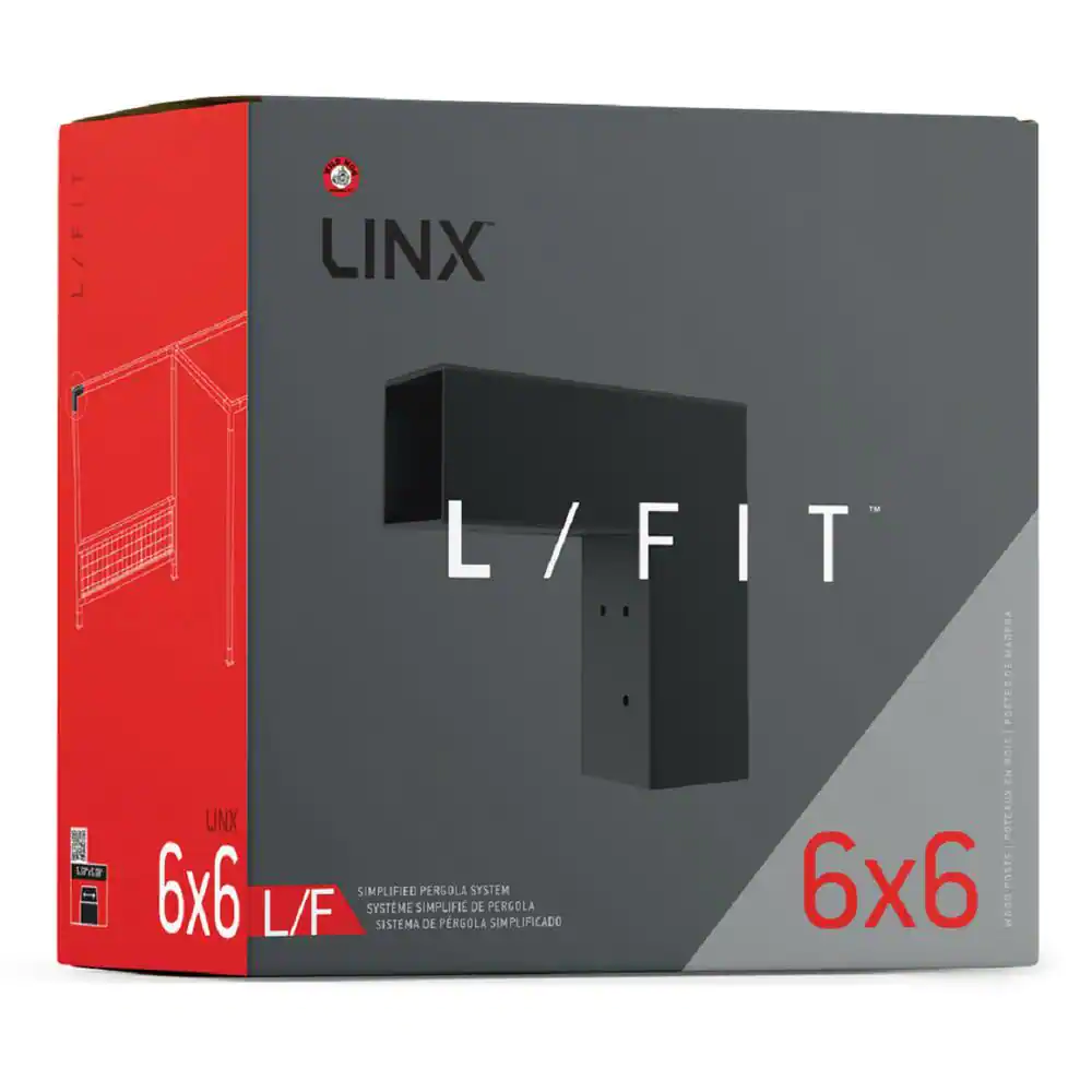 WILD HOG LINX 6 in. L/FIT Pergola Black Steel Corner Extension Bracket for 6x6 Wood Posts (1-Pack)