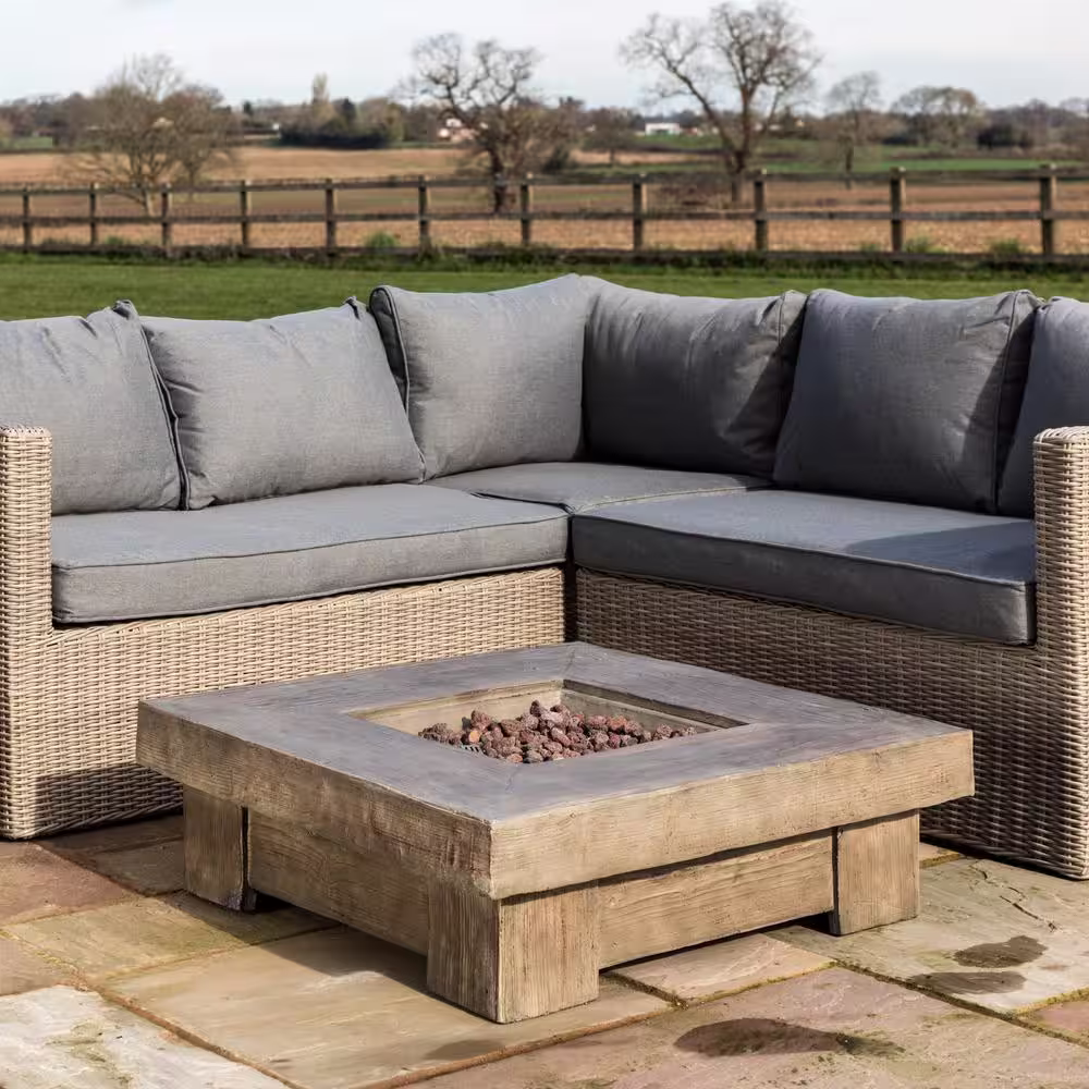 Teamson Home 35 in. Outdoor Square Light Weight Ceramic Propane Gas Fire Pit