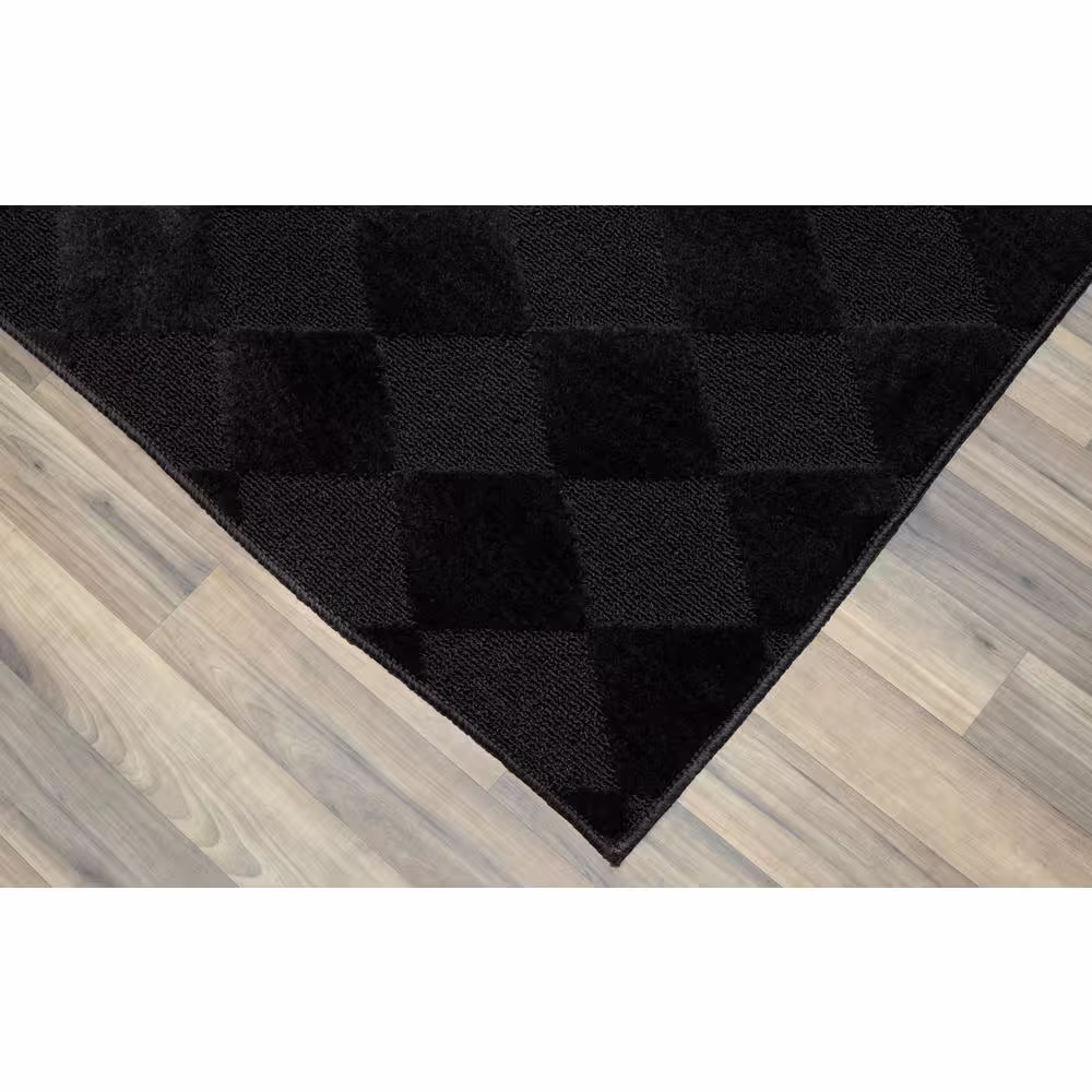 Garland Rug Diamond Black 3 ft. x 8 ft. Runner Rug