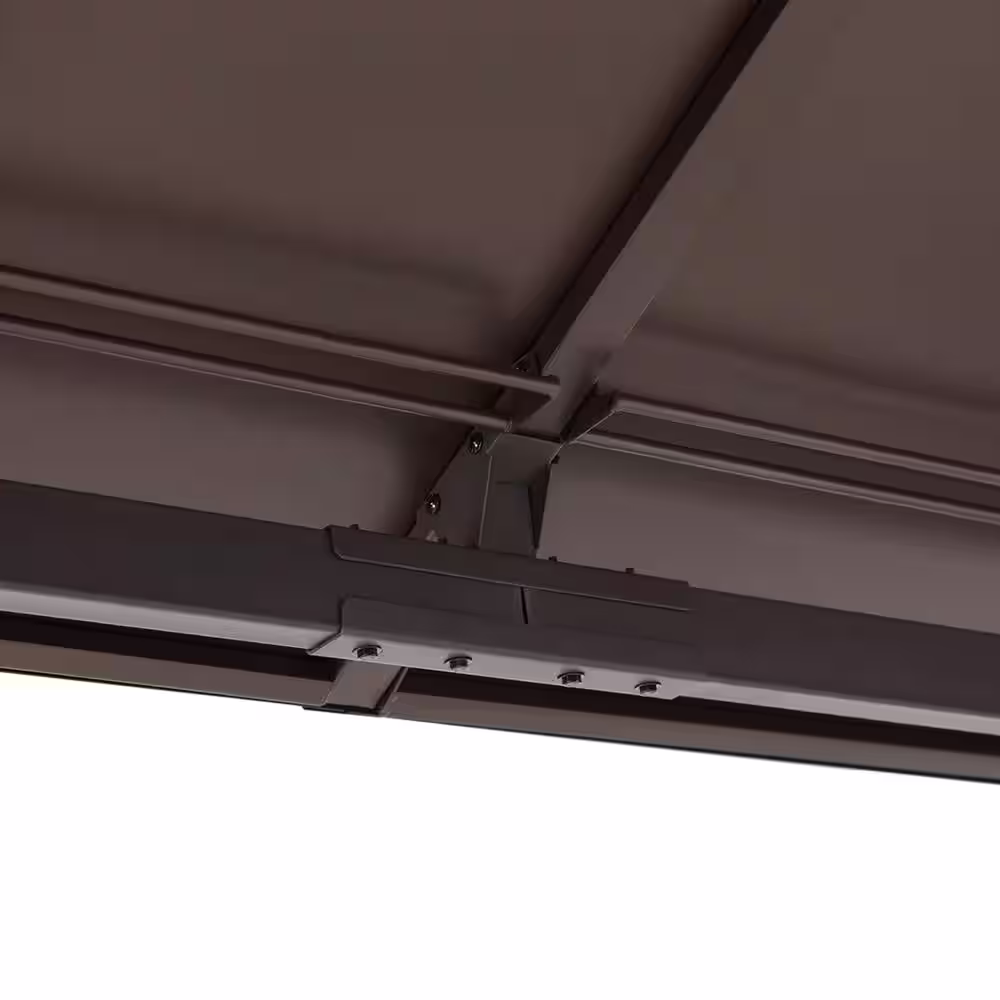 Sunjoy Atasha 10 ft. x 12 ft. Brown Steel Gazebo with 2-Tier Hip Roof Hardtop with Mosquito Netting