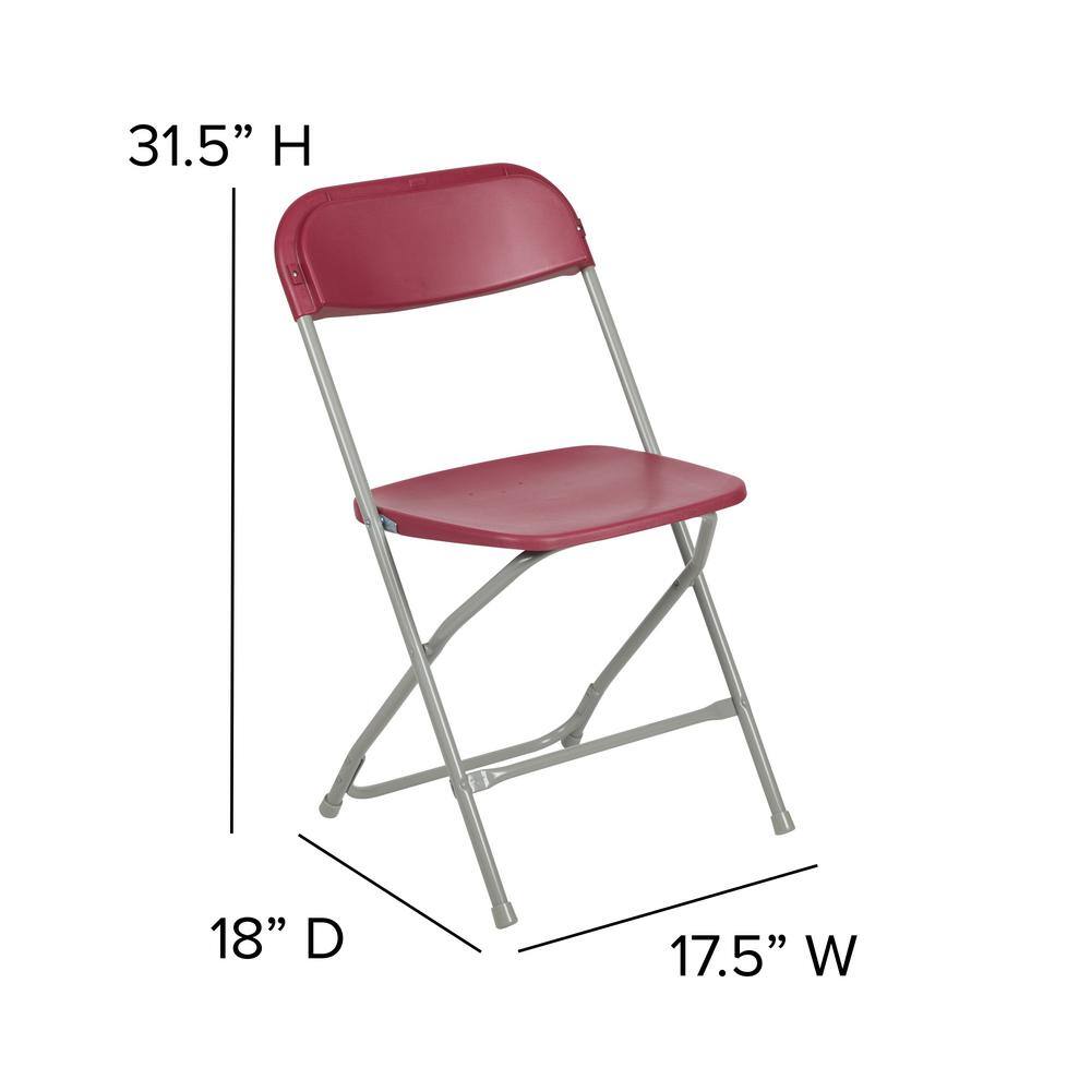 Carnegy Avenue Red Plastic Seat with Metal Frame Folding Chair (Set of 2)