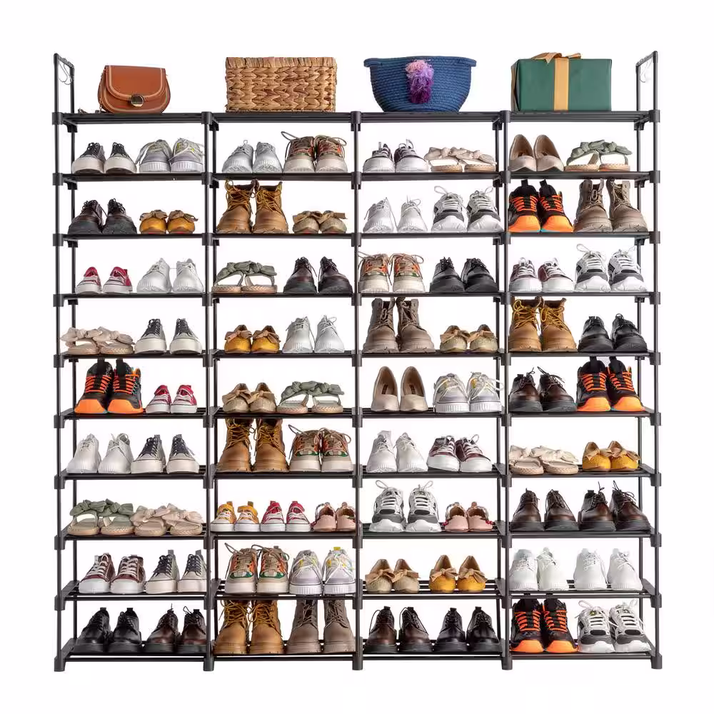 Karl home 68.9 in. H 72-Pair Black Shoe Rack