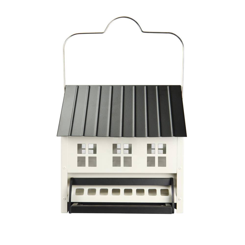 None Choice White Metal Hopper Bird Feeder