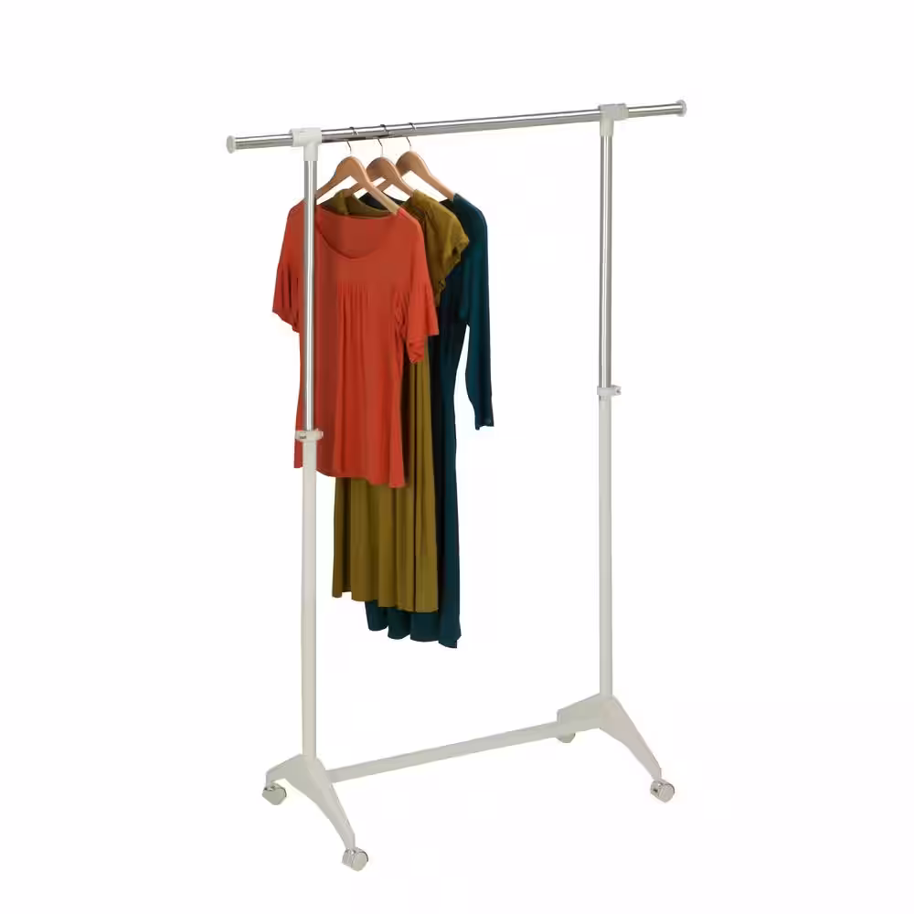 Honey-Can-Do White Steel Clothes Rack 54.9 in. W x 66.9 in. H