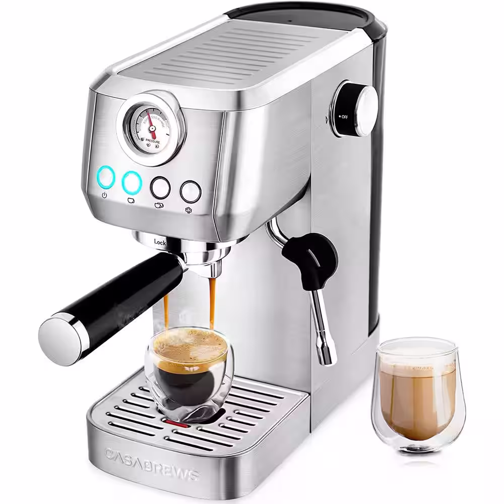 CASABREWS 3700-Gense 20-Cups Sliver Stainless Steel Espresso Machine with Powerful Steam Wand