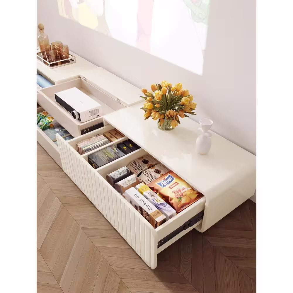 None White TV Stand Fits TVs up to 80 to 85 in.