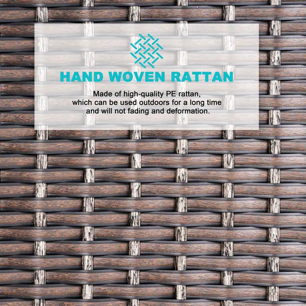 Nuu Garden 44 in. Aluminum Wicker Propane Gas Fire Pit Table, 50000 BTU, Brown