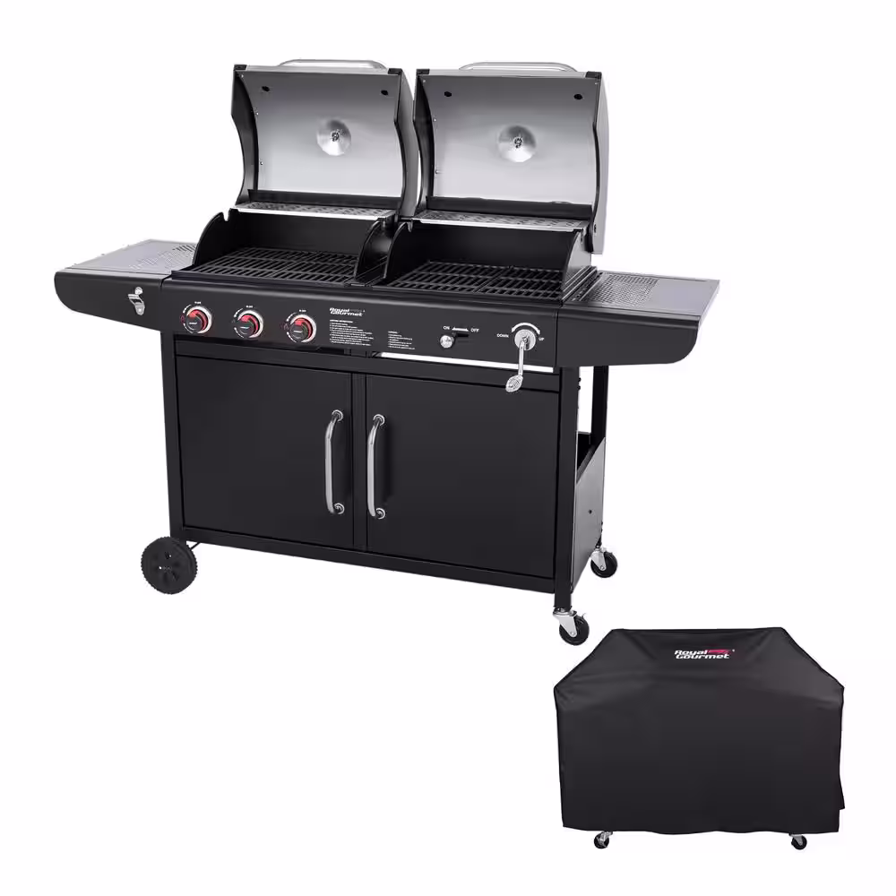 Royal Gourmet 3-Burner Propane Gas and Charcoal Combo Grill with Cover
