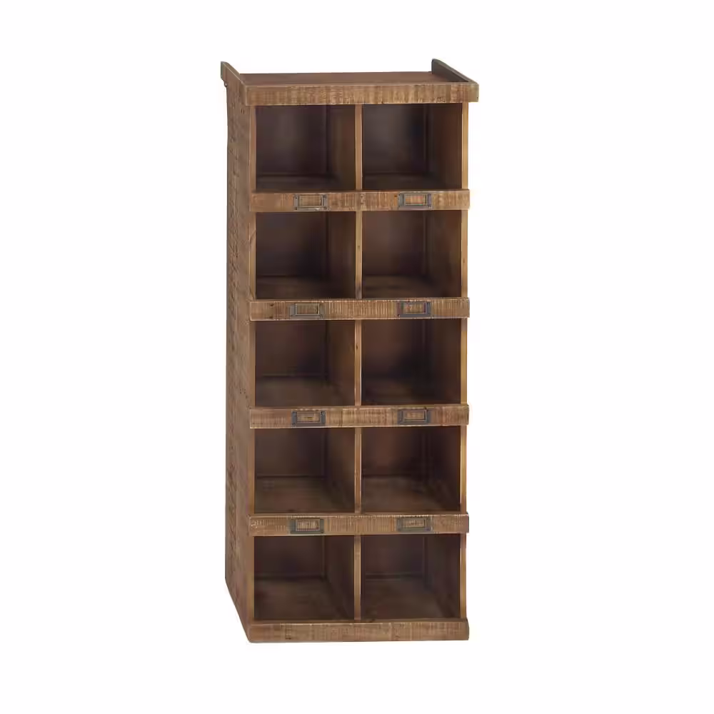 Litton Lane Brown 10-Cubbies Wood Wall Shelf