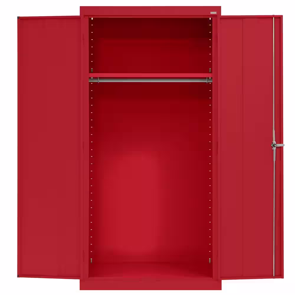 Sandusky Classic Series ( 36 in. W x 72 in. H x 24 in. D ) Wardrobe Steel Garage Freestanding Cabinet in Red