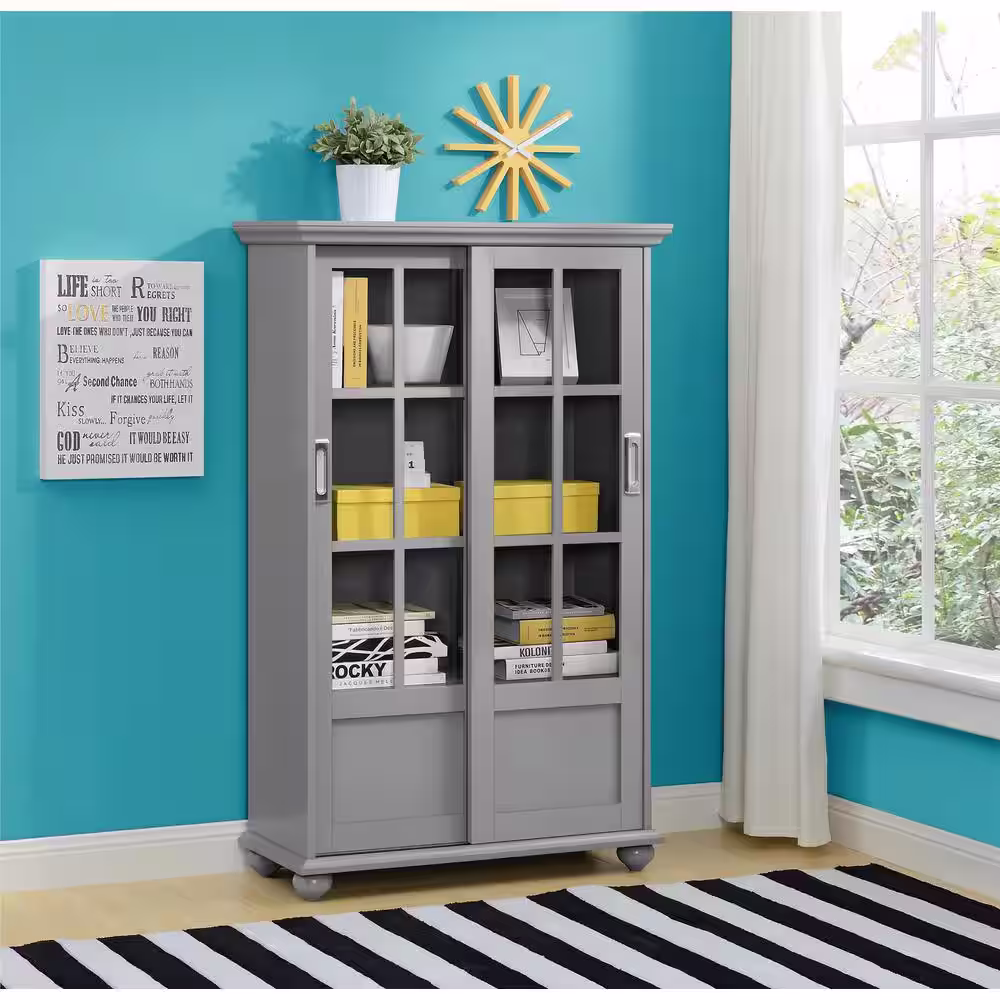 Ameriwood Home Abel Place 51 in. Soft Gray Wood 4-shelf Standard Bookcase with Adjustable Shelves