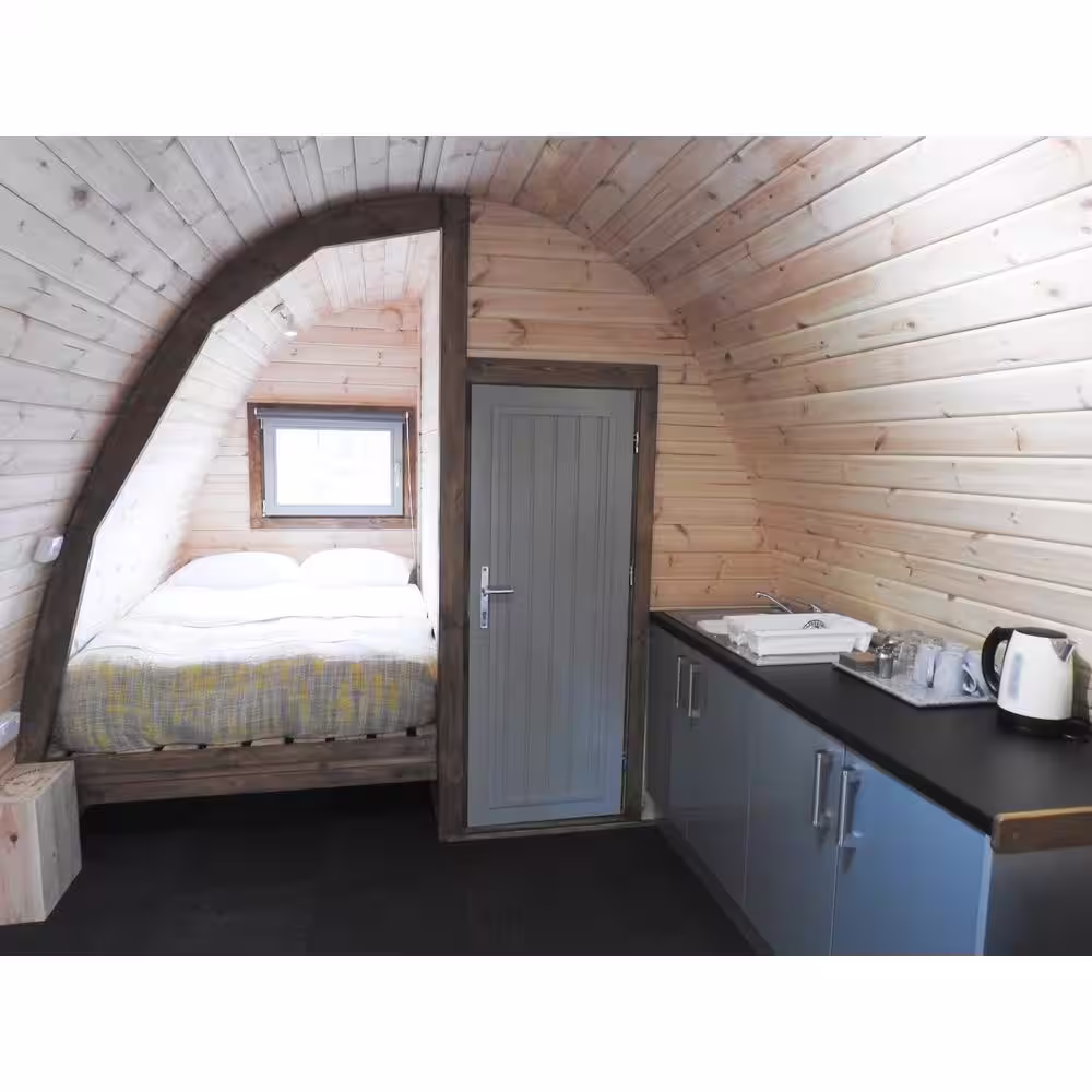 Hud-1 EZ Buildings Non Professionally Installed Campers Pod D 10 ft. W x 13 ft. D Pod Style Log Cabin Kit