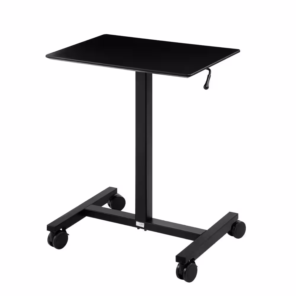 Seville Classics airLIFT 24.4 in. Rectangular Black Gas-Spring Sit-Stand Mobile Laptop Computer Cart Desk with Adjustable Height