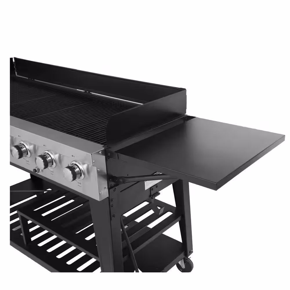 Royal Gourmet 8-Burner Event Propane Gas Grill in Black with 2 Folding Side Tables with Cover