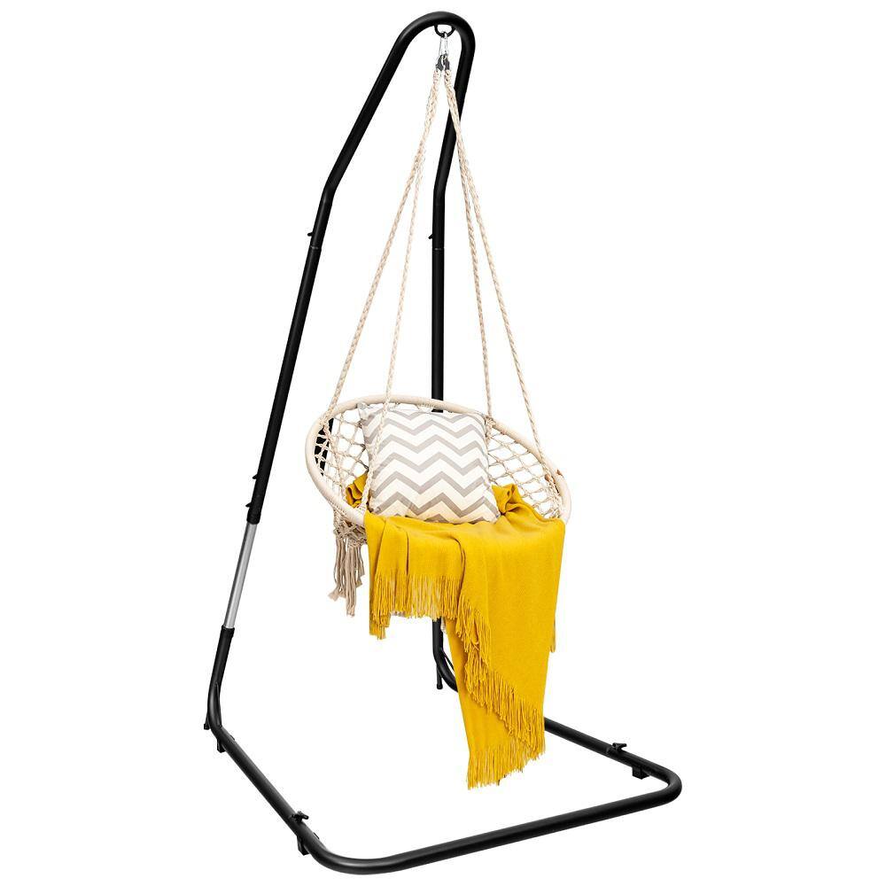 HONEY JOY 6.5 ft. Metal Adjustable Hammock Stand Hanging Rope Hammock Stand