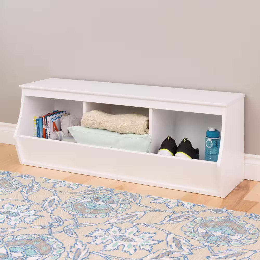 Prepac 18 in. H x 46 in. W x 15.75 in. D White Wood 3-Cube Organizer