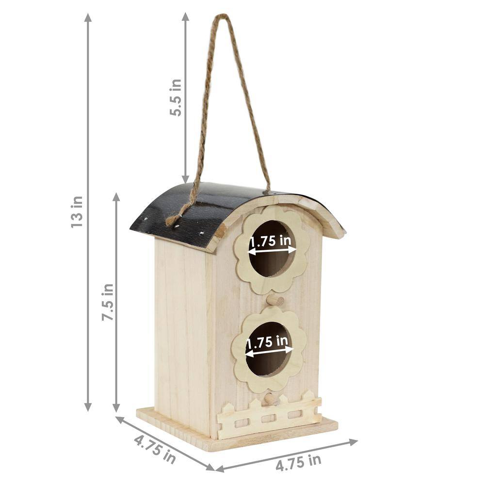 Sunnydaze Decor Sunnydaze 2-Level Wooden Small Bird Hanging Birdhouse