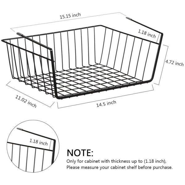 None Under Shelf Basket, Set of 4 Under Cabinet Basket Storage Shelf 15.15 x 11.02 x 5.9 in. , Black