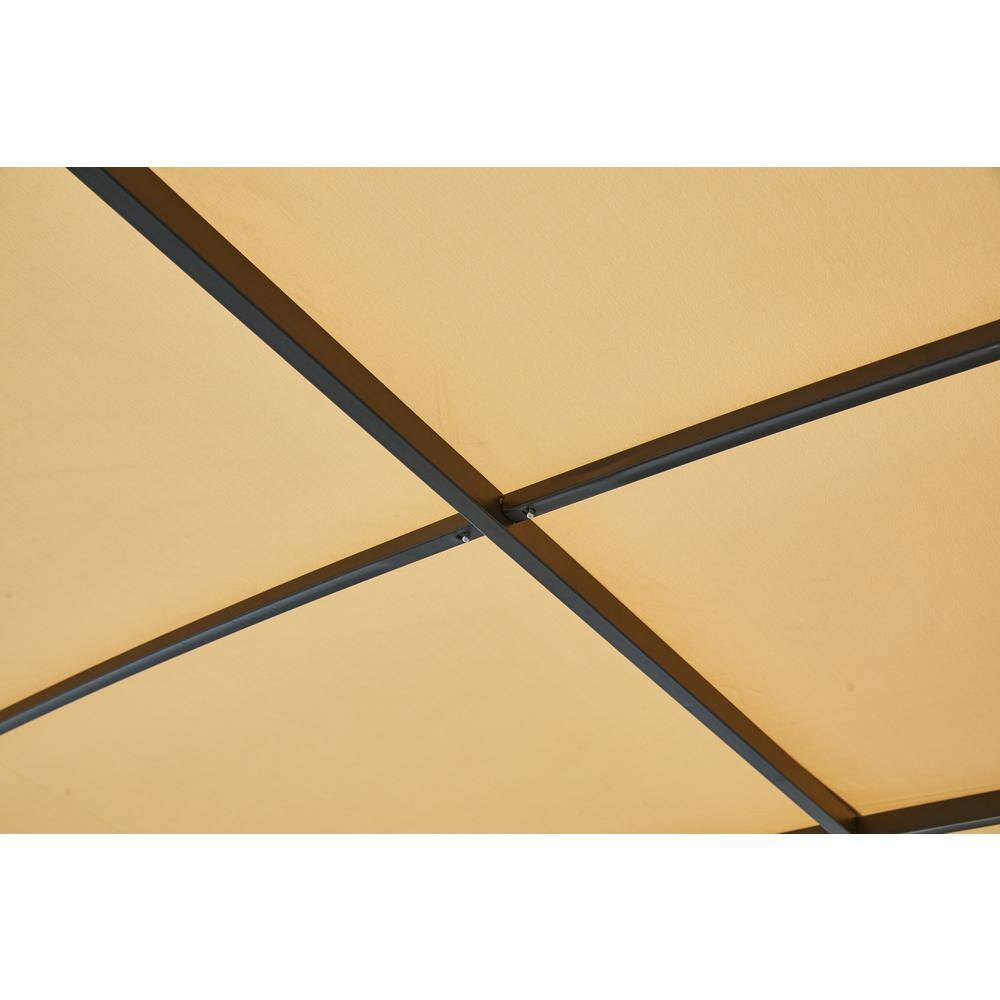 None 10 ft. x 13 ft. Brown Sloping Gazebo Canopy Tent Against Wall