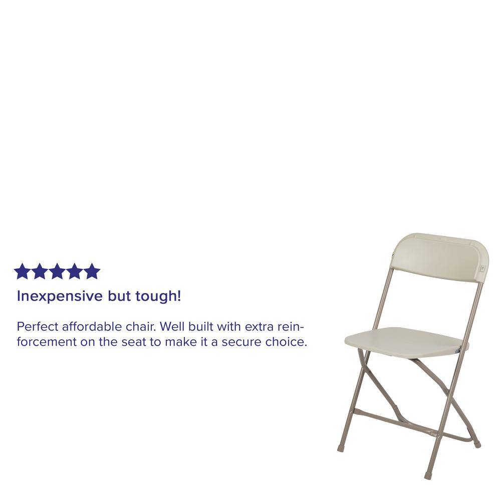 Carnegy Avenue Beige Plastic Seat with Metal Frame Folding Chair (Set of 2)