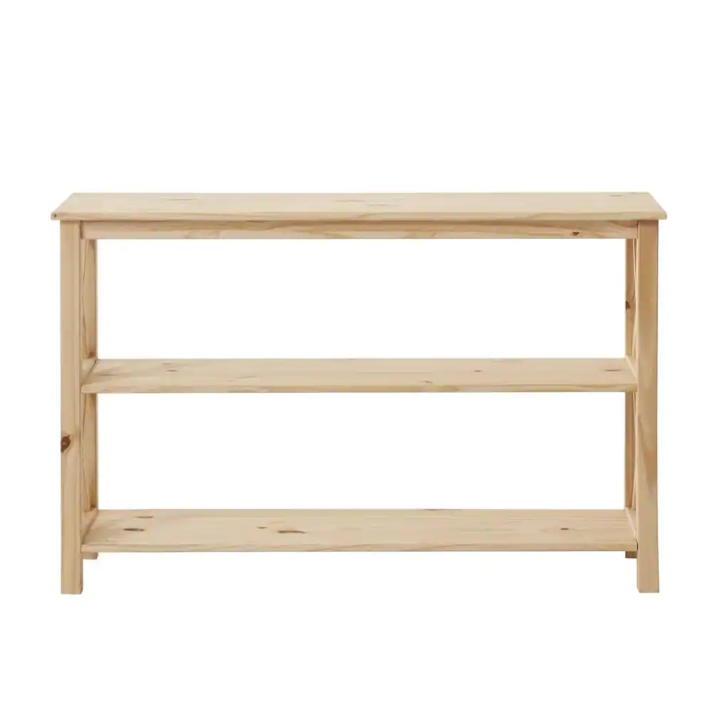 StyleWell Rectangle Unfinished Natural Pine Wood X-Cross Console Table with 1-Shelf (48 in. L x 30 in. H x 14 in. D)