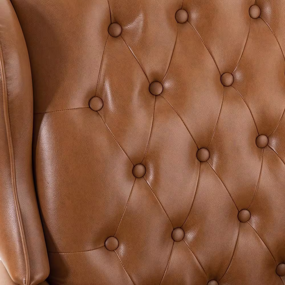 JAYDEN CREATION Micaela Camel Swivel Executive Chair with Nailhead Trim