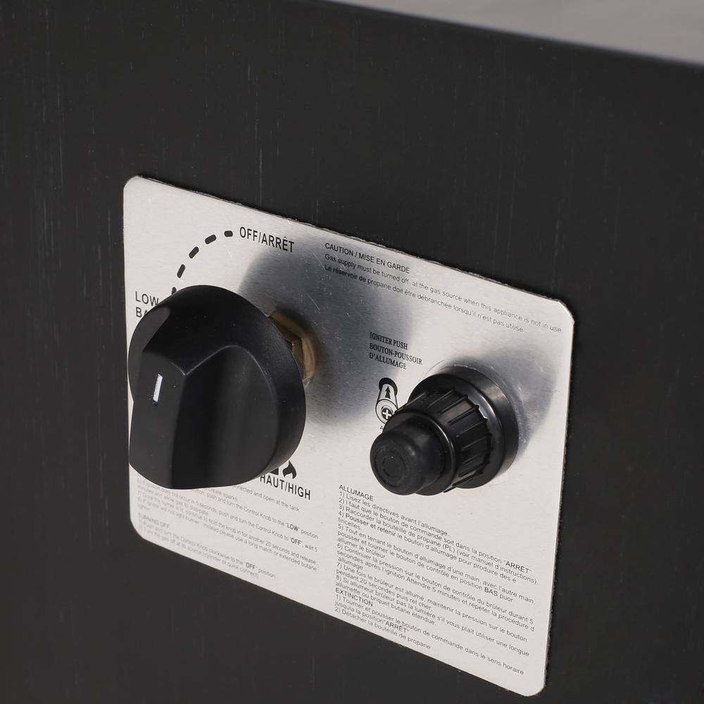 Noble House Jesse Dark Grey/Wood Grain Metal Rectangular Stone Fire Pit (No Tank Holder)