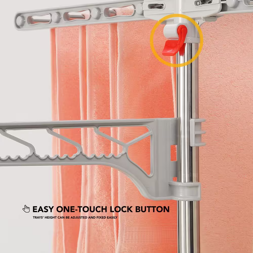 Hulife 57 1/2 in. x 55 in. 3-Tier Foldable Clothes Drying Rack