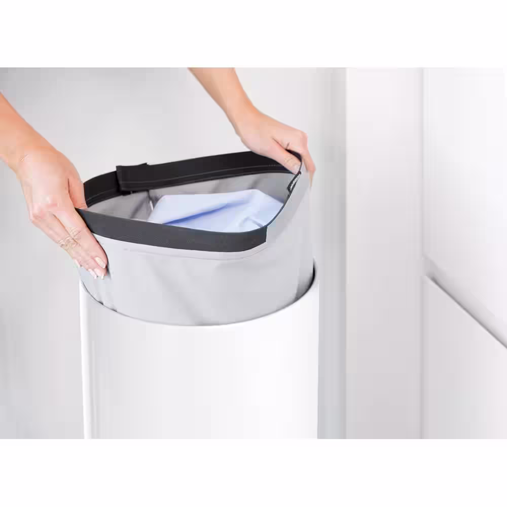 Brabantia 9.2 Gal. (35L) White Laundry Hamper with Gray Plastic Lid