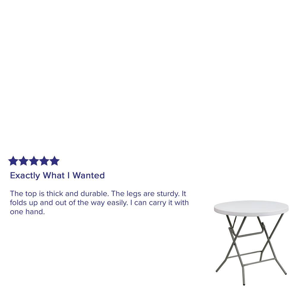 None 31.5 in. Granite White Plastic Tabletop Metal Frame Folding Table